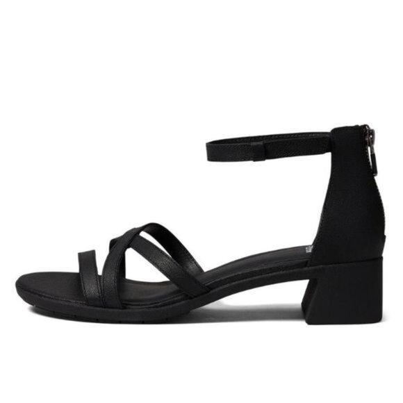 EILEEN FISHER Noni Strappy Leather Zip-Cuff Sandals in Black Size 8 - Picture 2 of 11